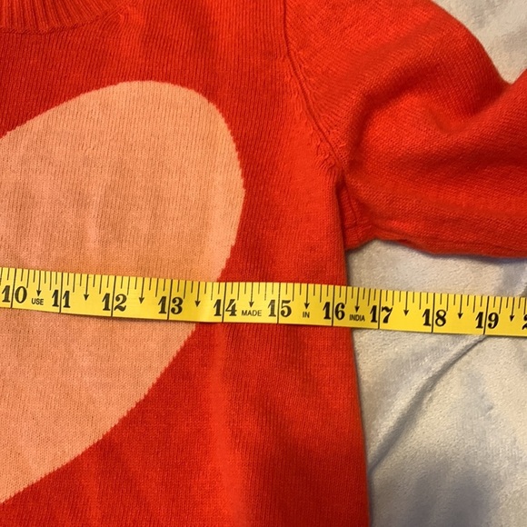 J Crew size small red orange cashmere wool blend pink heart sweater crew neck - Picture 4 of 8